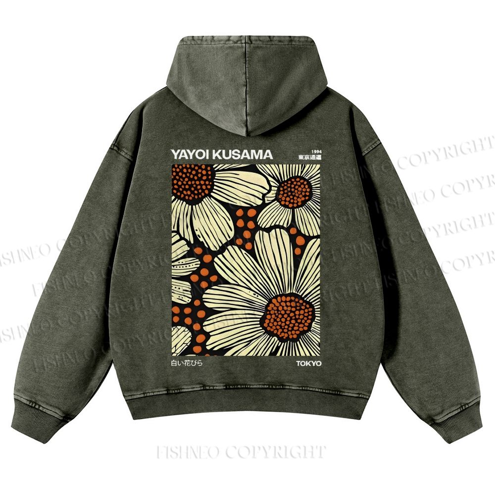 Yayoi Kusama Vintage Casual Washed Hoodie