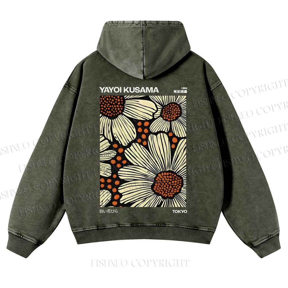Yayoi Kusama Vintage Casual Washed Hoodie