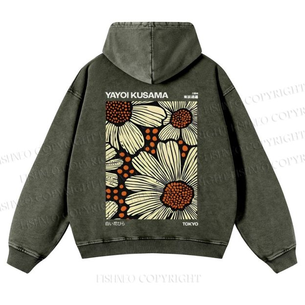 Yayoi Kusama Vintage Casual Washed Hoodie