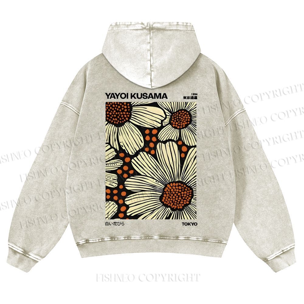 Yayoi Kusama Vintage Casual Washed Hoodie