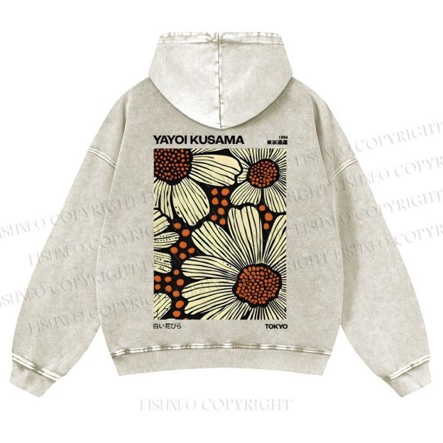 Yayoi Kusama Vintage Casual Washed Hoodie