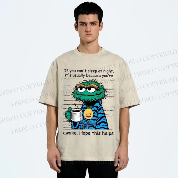 Unisex Oscar The Grouch Printed Washed Tee