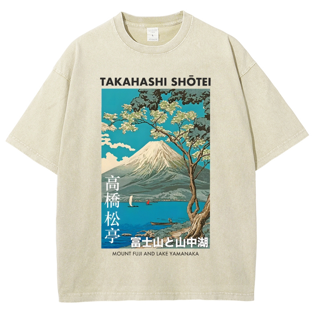 Mount Fuji and Lake Yamanaka Vintage Washed T-shirt