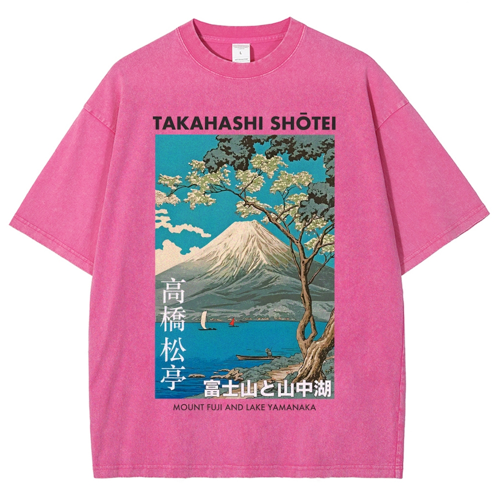 Mount Fuji and Lake Yamanaka Vintage Washed T-shirt