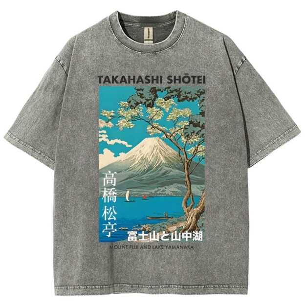 Mount Fuji and Lake Yamanaka Vintage Washed T-shirt