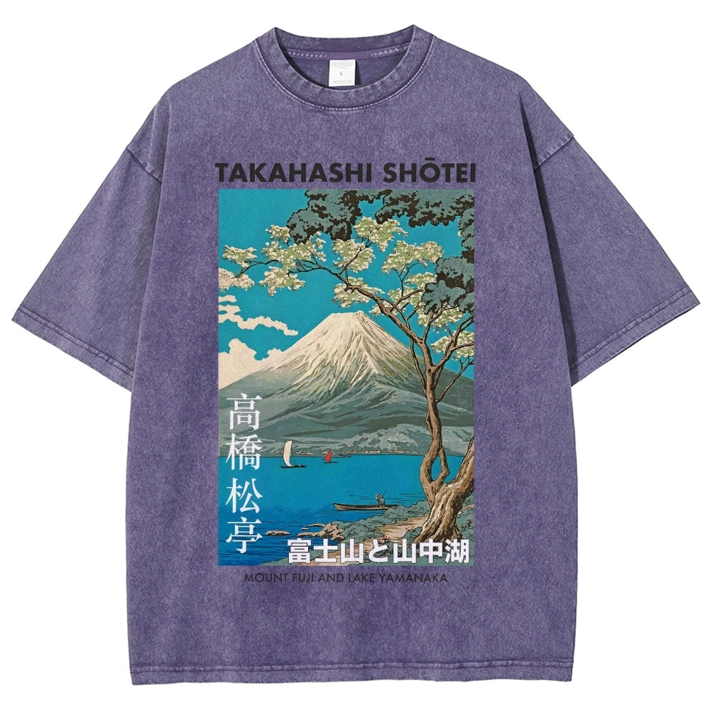 Mount Fuji and Lake Yamanaka Vintage Washed T-shirt