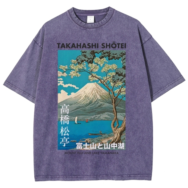 Mount Fuji and Lake Yamanaka Vintage Washed T-shirt