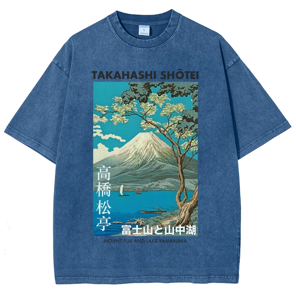 Mount Fuji and Lake Yamanaka Vintage Washed T-shirt