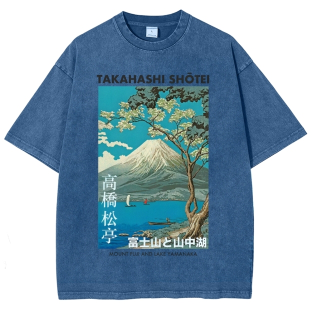 Mount Fuji and Lake Yamanaka Vintage Washed T-shirt