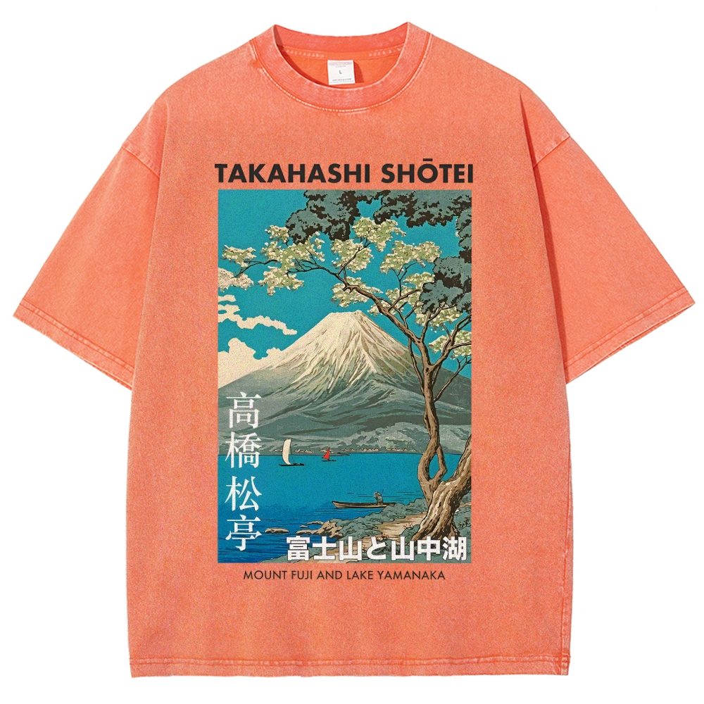 Mount Fuji and Lake Yamanaka Vintage Washed T-shirt