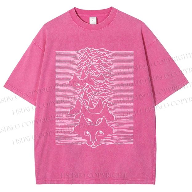 Unisex Artistic Wave Dog Printed Washed Tee