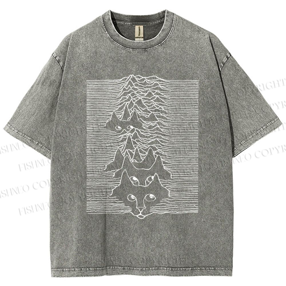 Unisex Artistic Wave Dog Printed Washed Tee