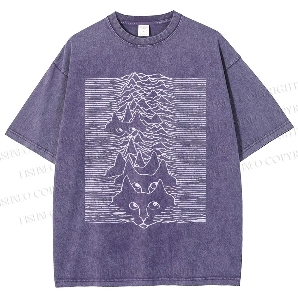 Unisex Artistic Wave Dog Printed Washed Tee
