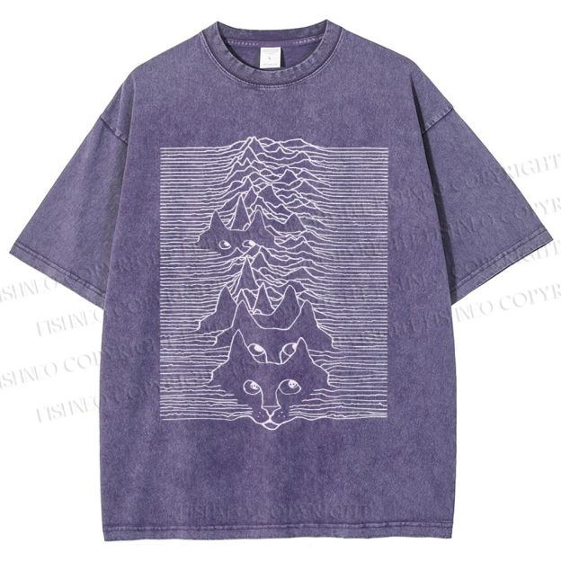 Unisex Artistic Wave Dog Printed Washed Tee