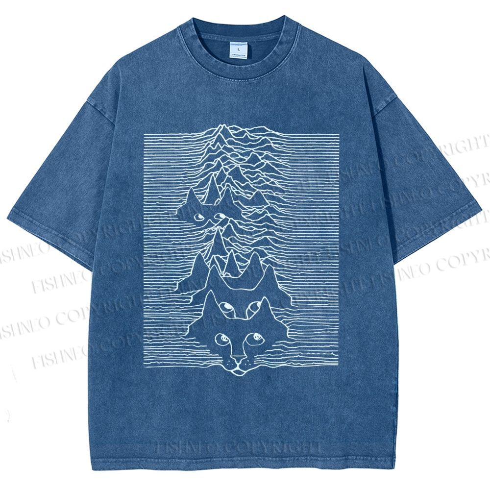 Unisex Artistic Wave Dog Printed Washed Tee