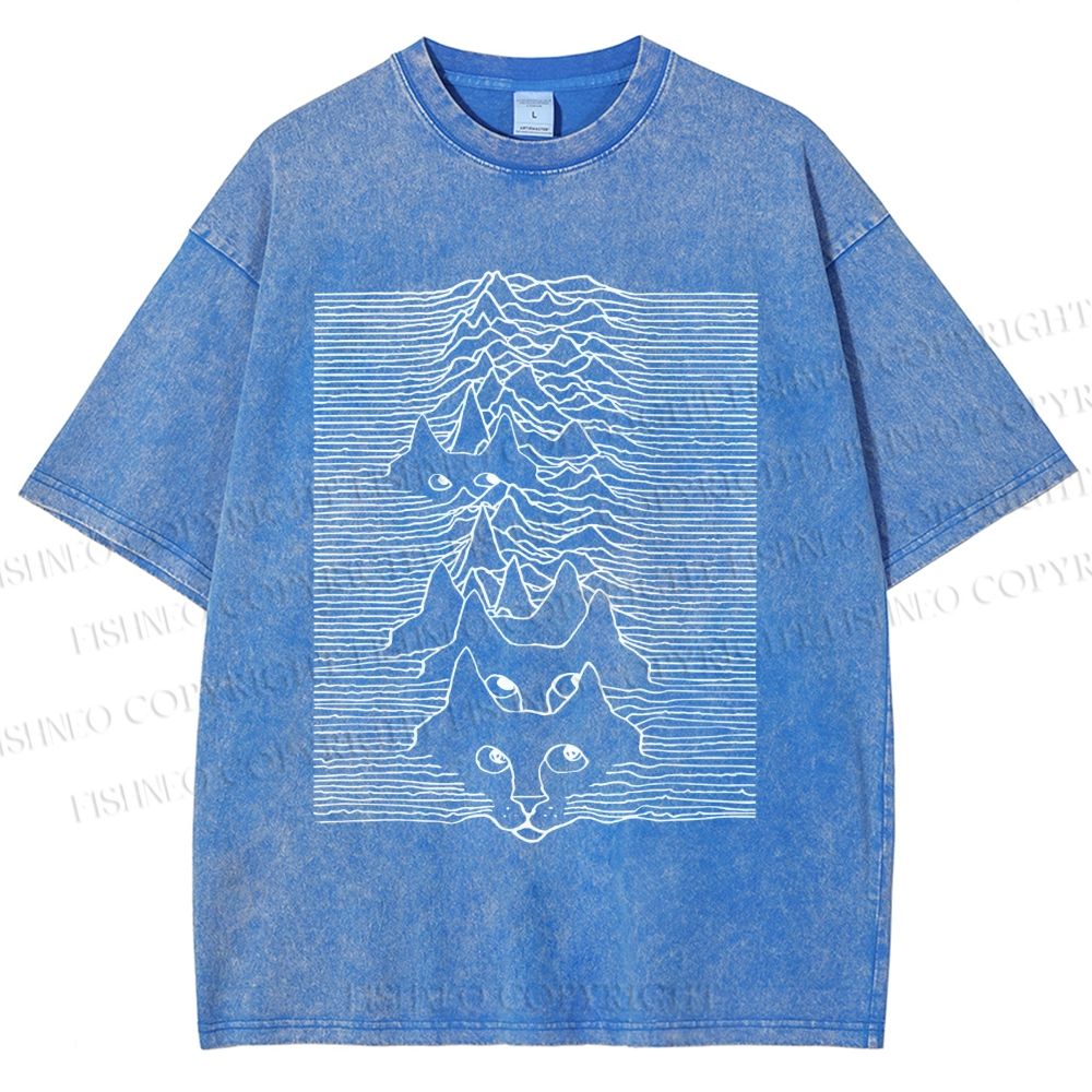 Unisex Artistic Wave Dog Printed Washed Tee