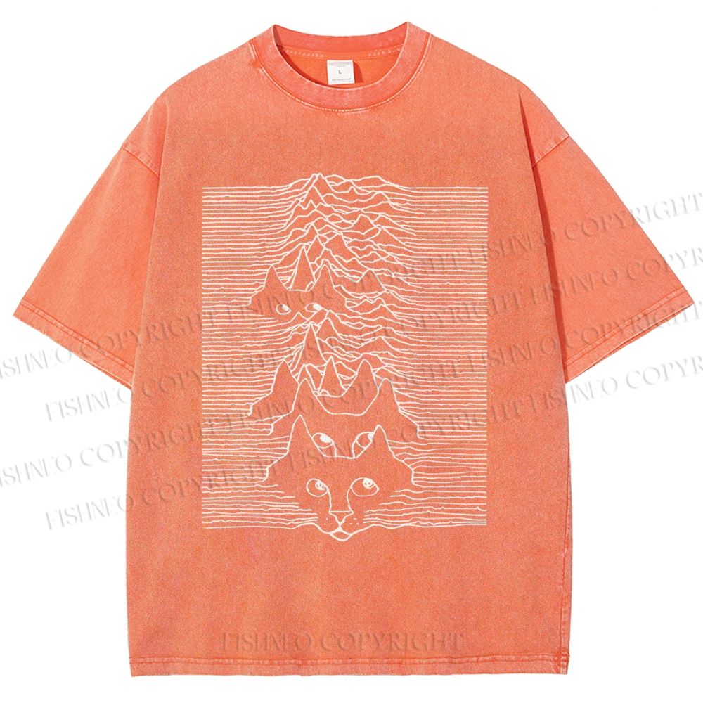 Unisex Artistic Wave Dog Printed Washed Tee