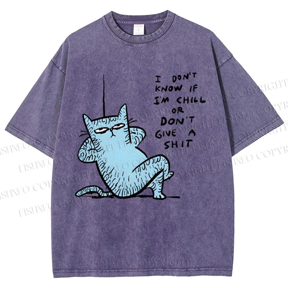 Unisex I Am Very Calm And Don't Care Cat Printed Washed Tee