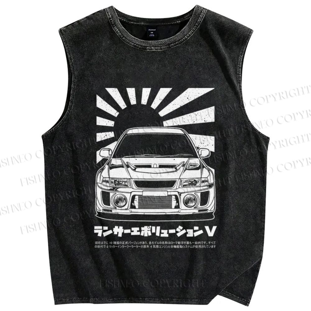 Unisex Mitsubishi Lancer Evolution V Apparel Printed Washed Tank Top