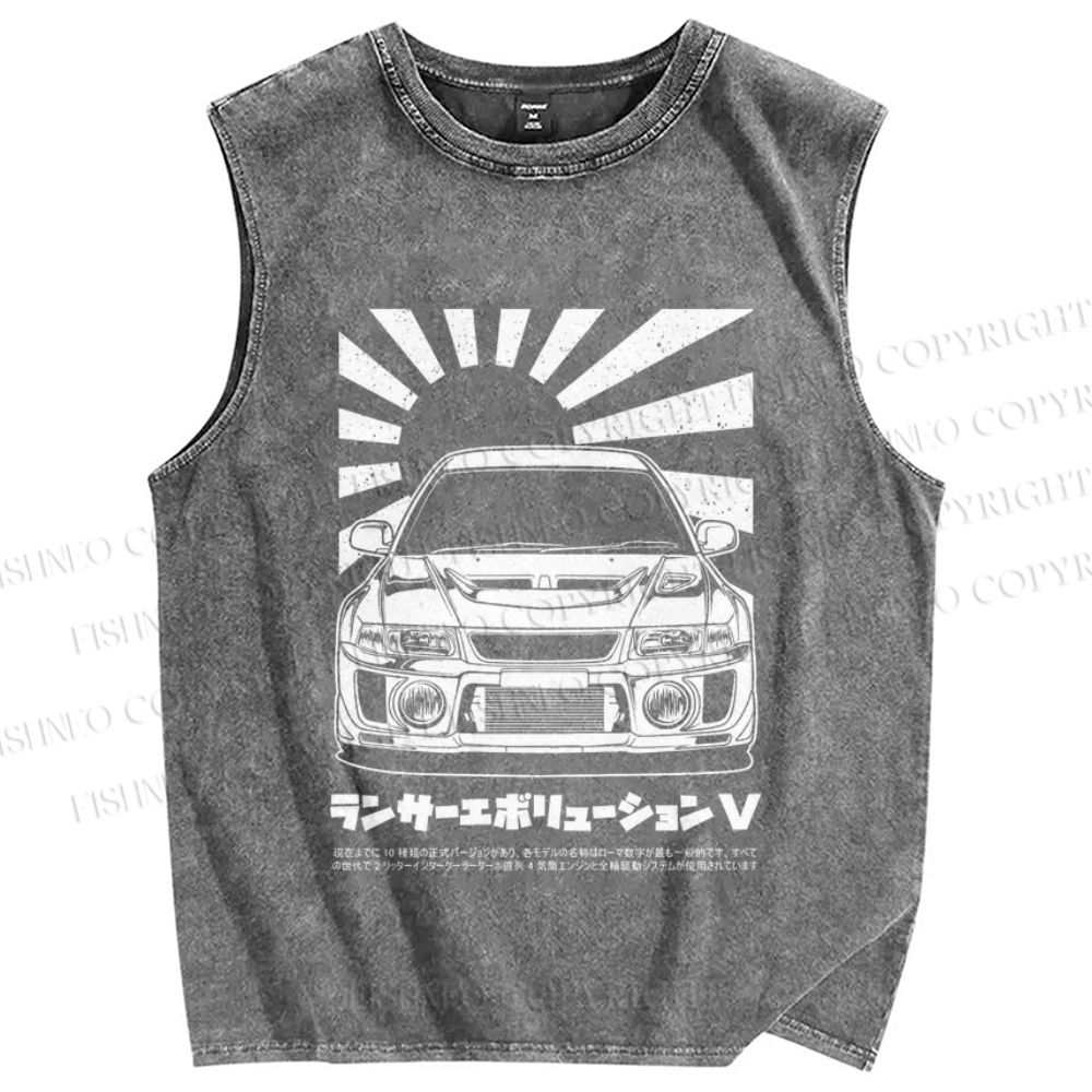 Unisex Mitsubishi Lancer Evolution V Apparel Printed Washed Tank Top