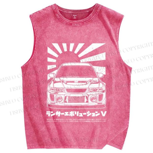 Unisex Mitsubishi Lancer Evolution V Apparel Printed Washed Tank Top