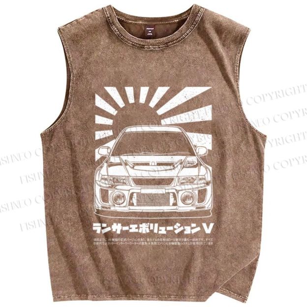 Unisex Mitsubishi Lancer Evolution V Apparel Printed Washed Tank Top