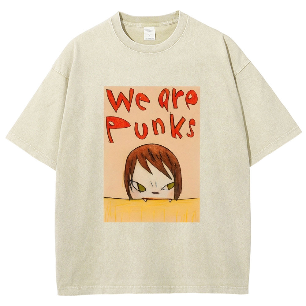 Yoshitomo Nara We Are Punks Vintage Wash Japanese Design T-Shirt