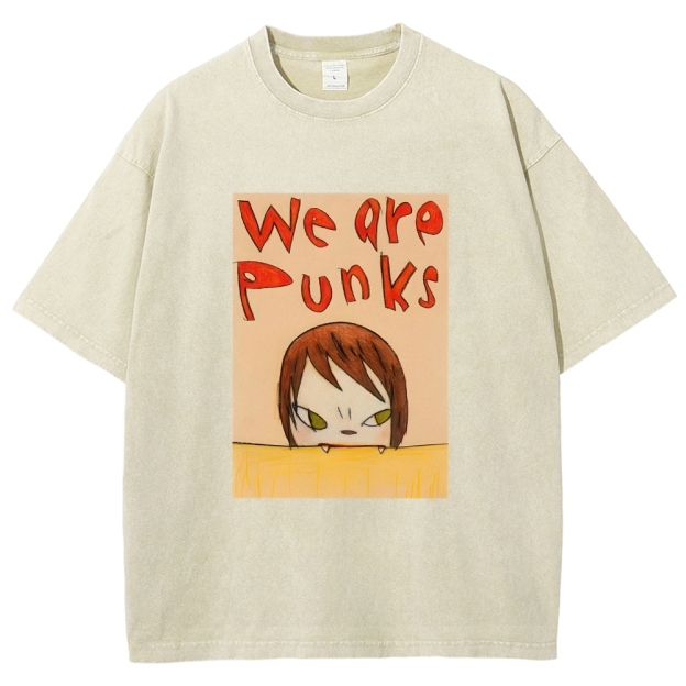 Yoshitomo Nara We Are Punks Vintage Wash Japanese Design T-Shirt