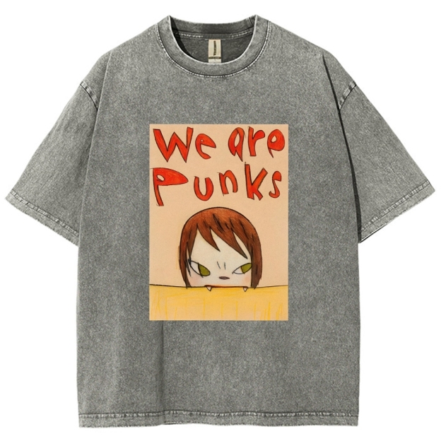Yoshitomo Nara We Are Punks Vintage Wash Japanese Design T-Shirt