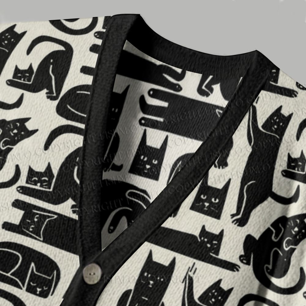 All Kinds of Black Cats Ugly Cardigan Sweater