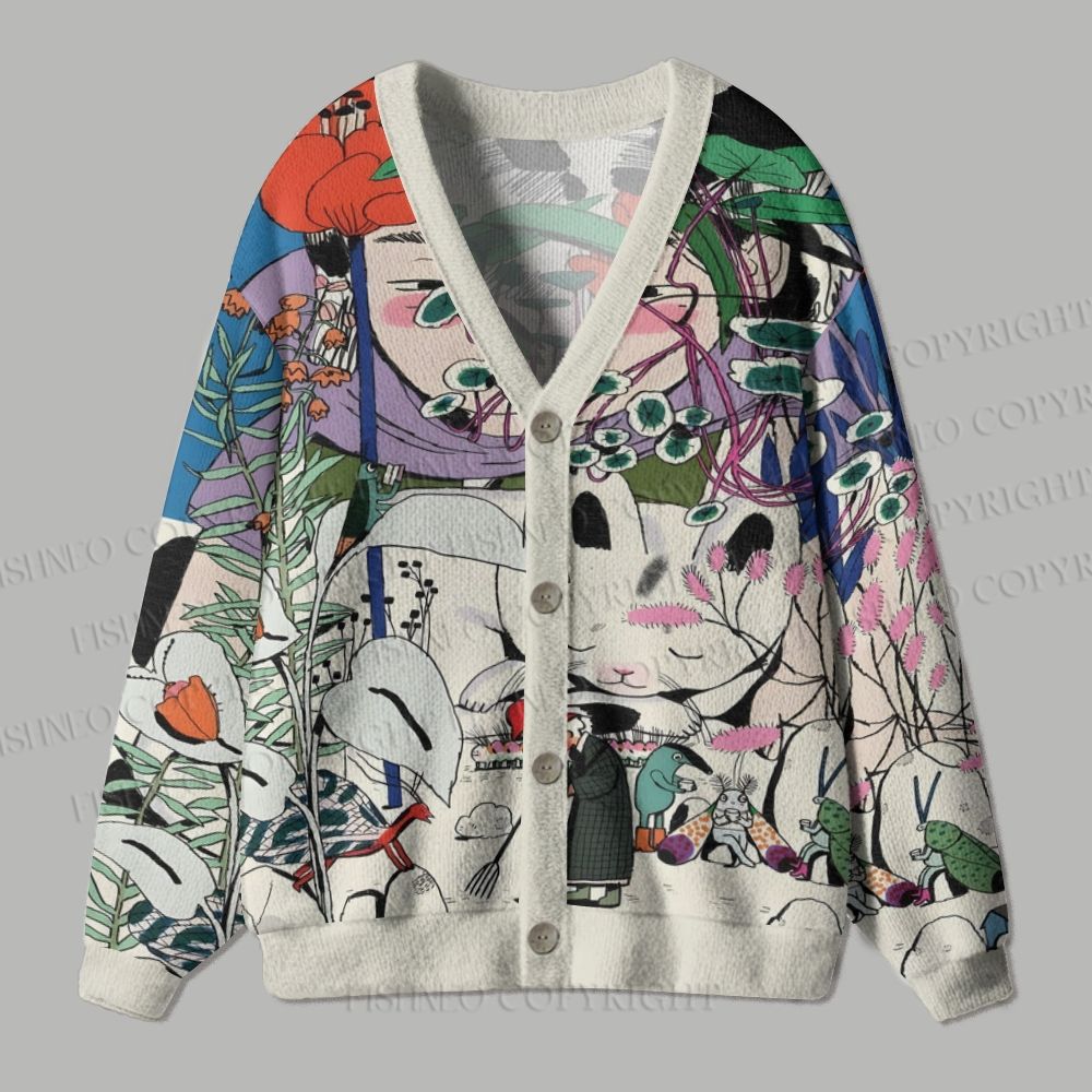 Vintage Graffiti Ugly Cardigan Sweater