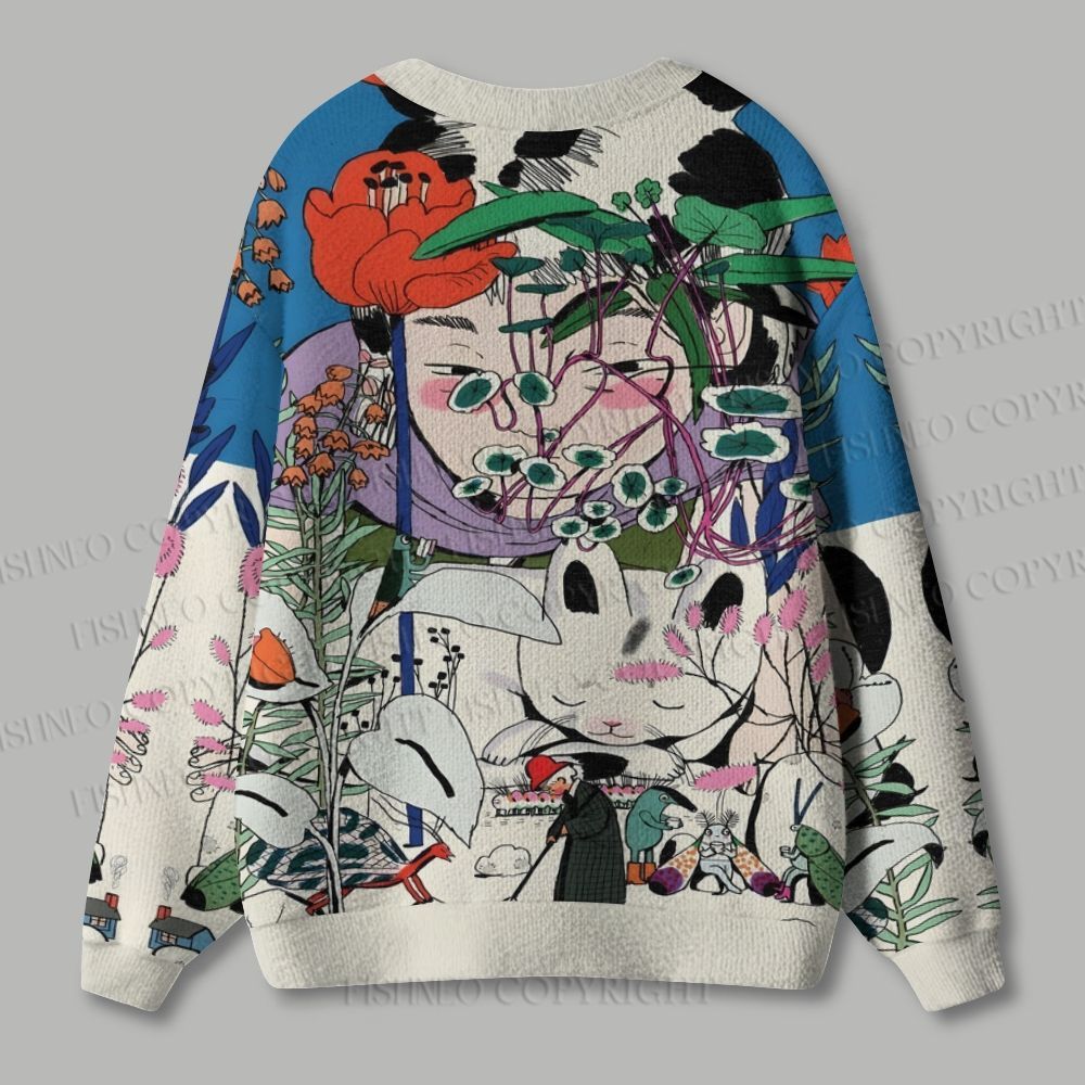 Vintage Graffiti Ugly Cardigan Sweater