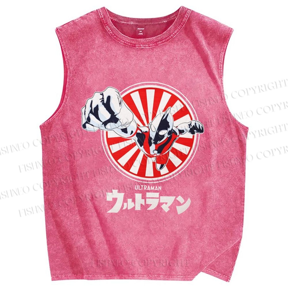 Unisex Ultraman Printed Washed Tank Top