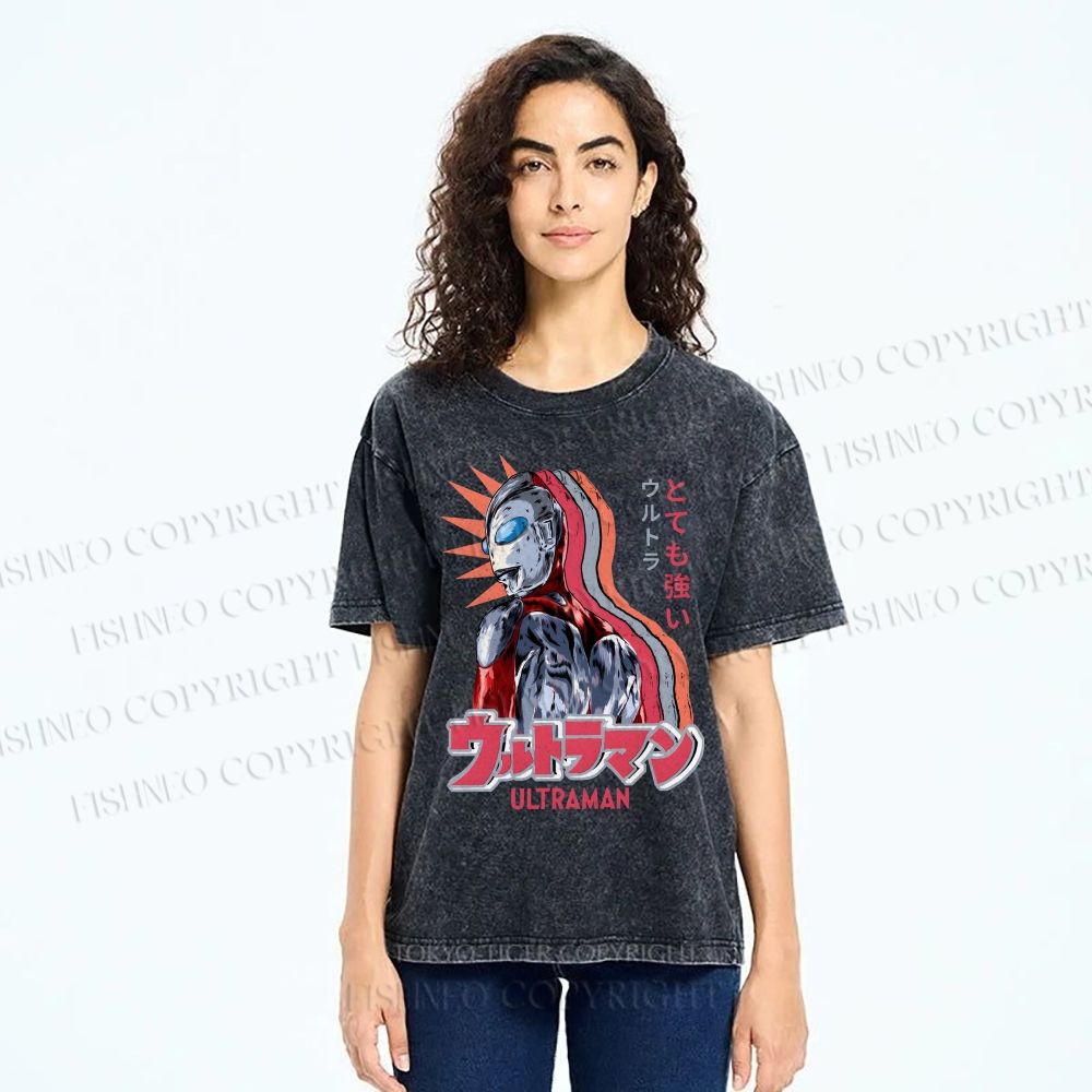 Unisex Ultraman Printed Washed Tee