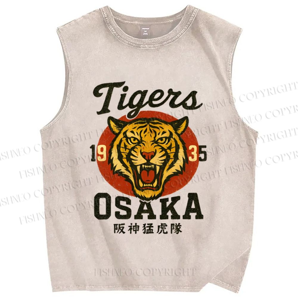 Unisex Tiger Osaka Printed Washed Tank Top