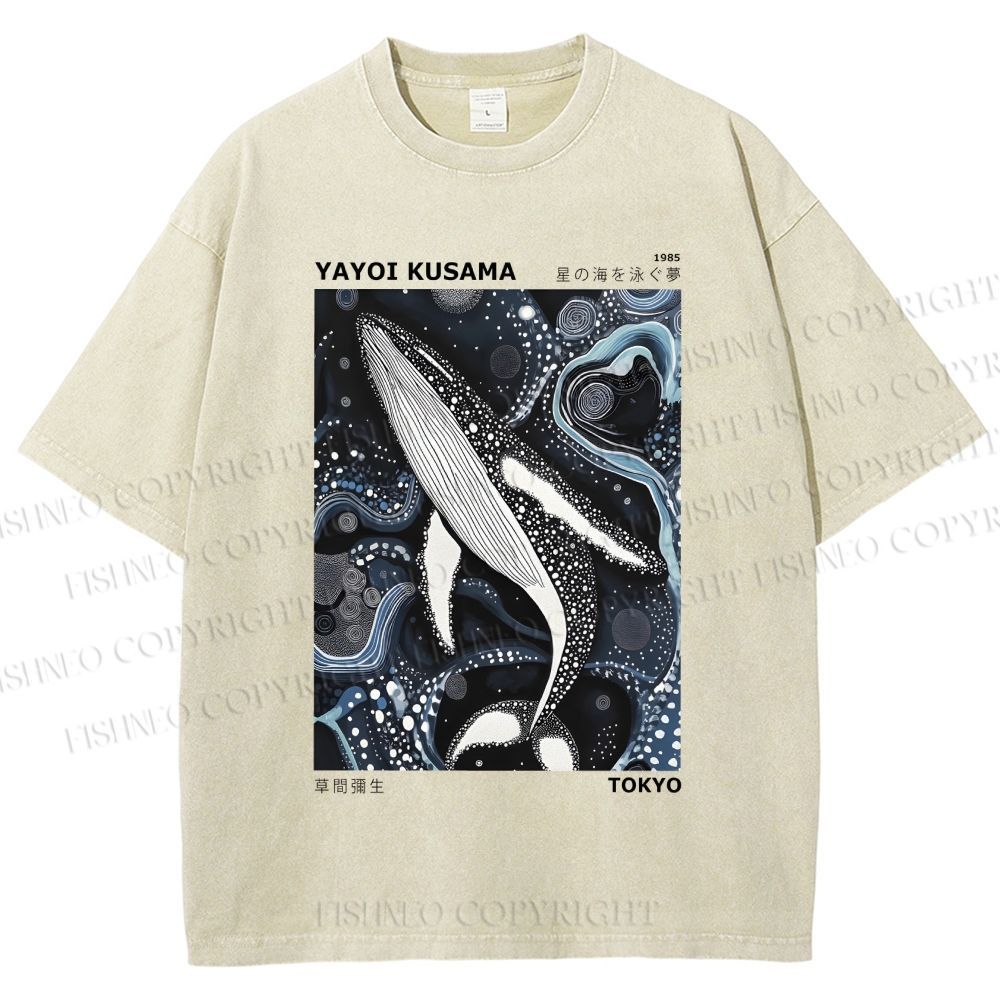 Unisex Yayoi Kusama Dolphin Printed Washed Tee