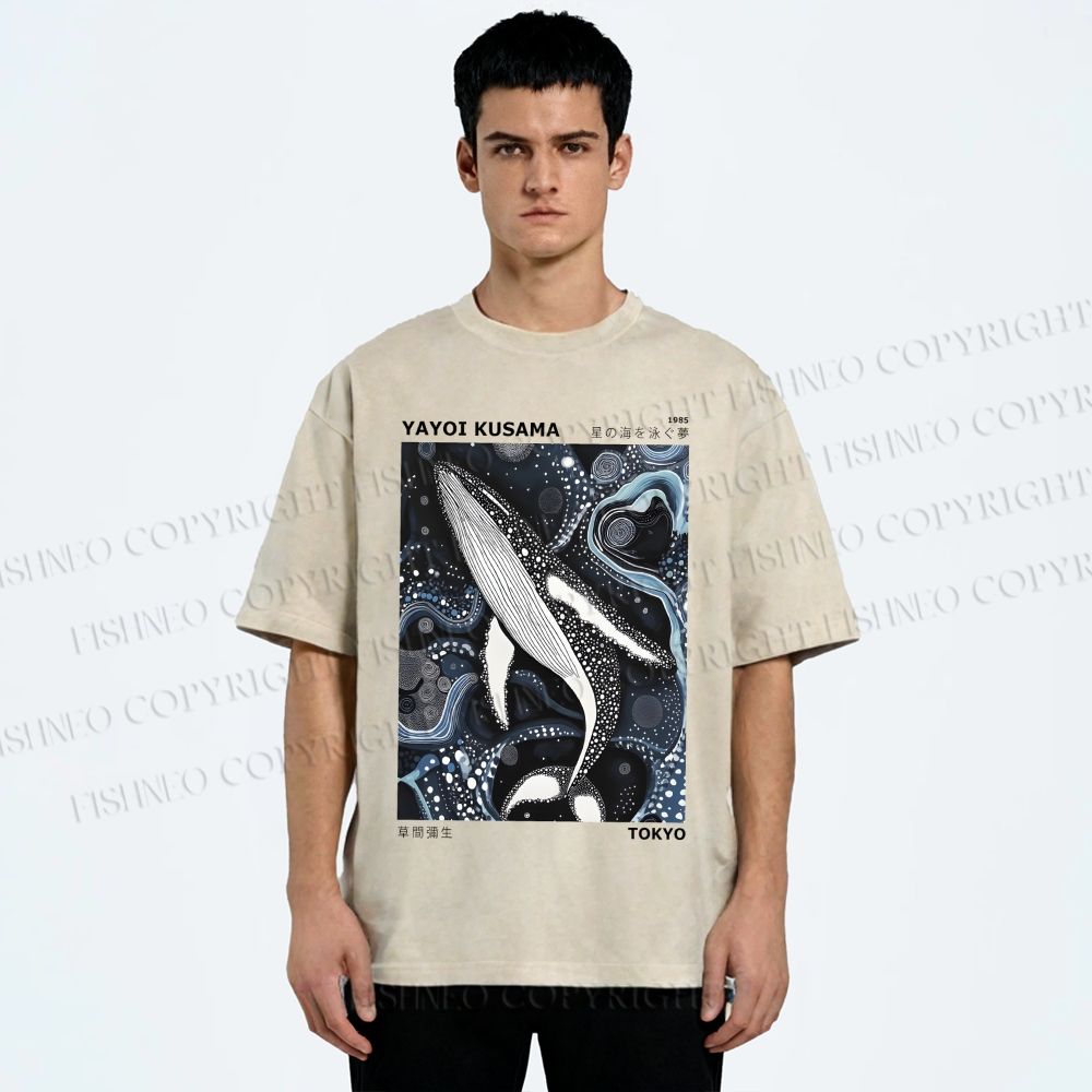 Unisex Yayoi Kusama Dolphin Printed Washed Tee