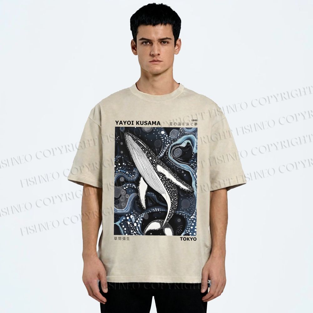 Unisex Yayoi Kusama Dolphin Printed Washed Tee