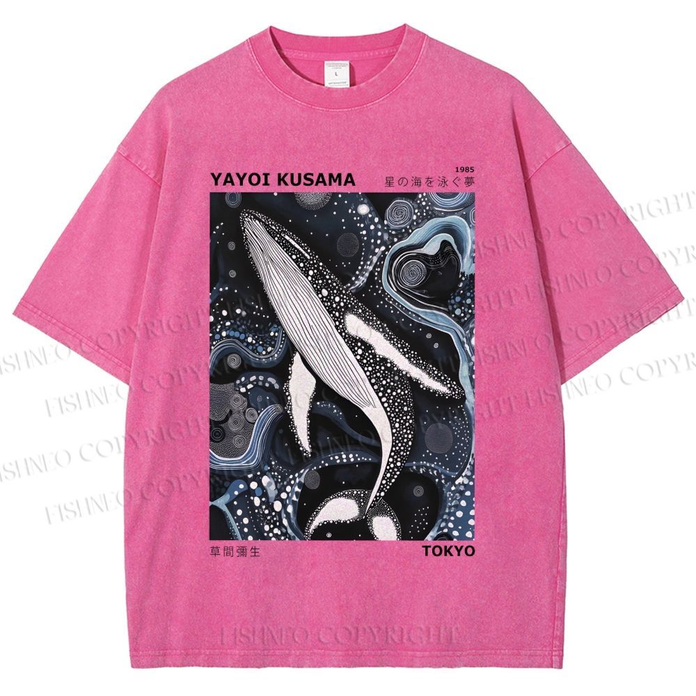 Unisex Yayoi Kusama Dolphin Printed Washed Tee