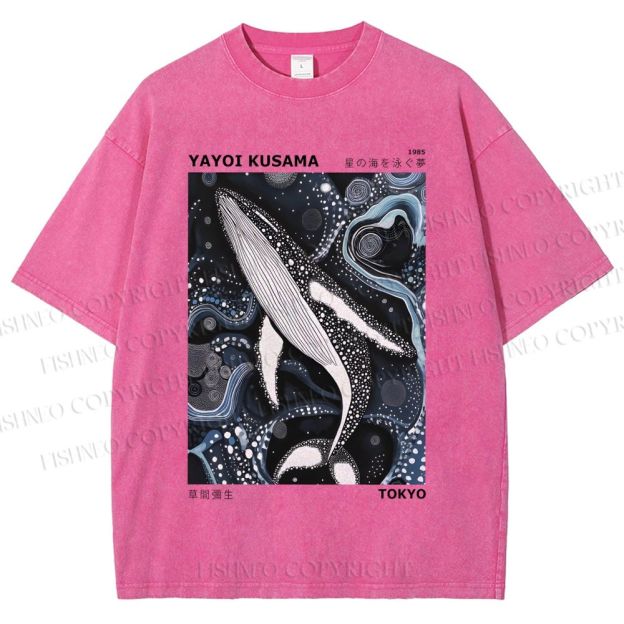 Unisex Yayoi Kusama Dolphin Printed Washed Tee
