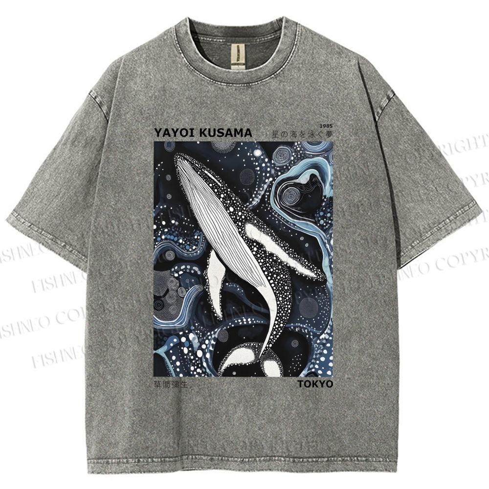 Unisex Yayoi Kusama Dolphin Printed Washed Tee
