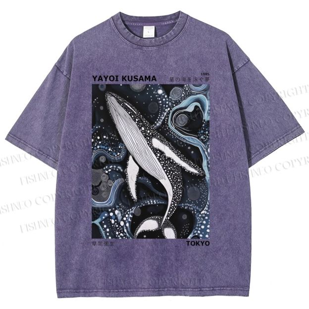 Unisex Yayoi Kusama Dolphin Printed Washed Tee