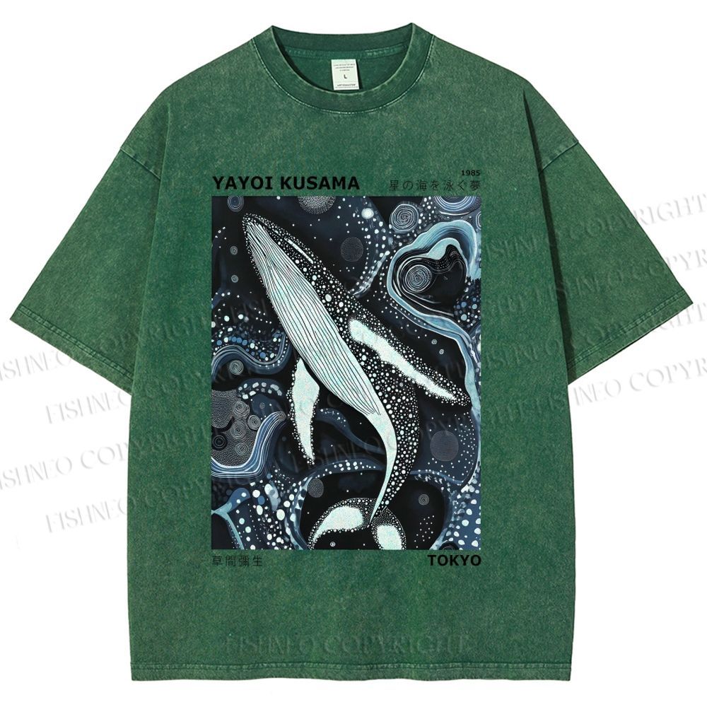Unisex Yayoi Kusama Dolphin Printed Washed Tee