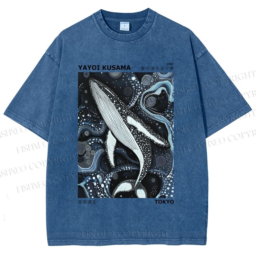 Unisex Yayoi Kusama Dolphin Printed Washed Tee