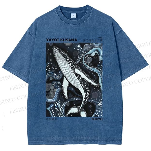 Unisex Yayoi Kusama Dolphin Printed Washed Tee