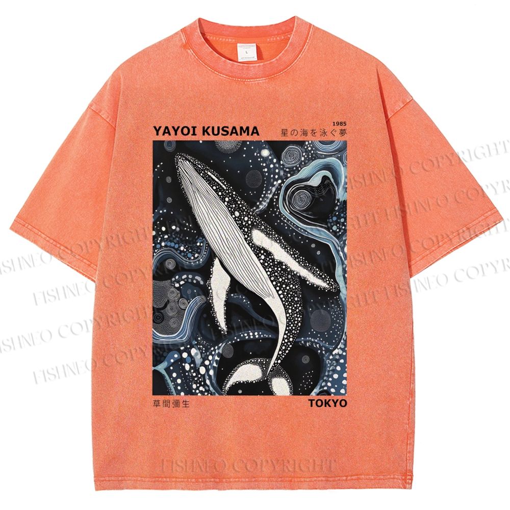 Unisex Yayoi Kusama Dolphin Printed Washed Tee