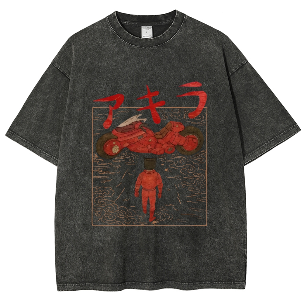 Neo Tokyo Cat Ukiyo-e Kawaii Japanese Vintage Washed T-shirt