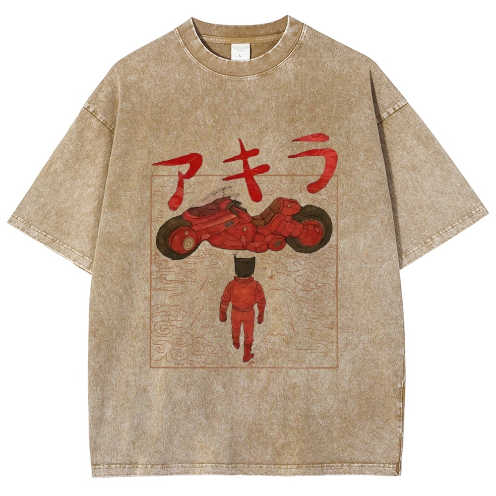 Neo Tokyo Cat Ukiyo-e Kawaii Japanese Vintage Washed T-shirt