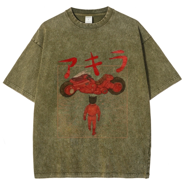 Neo Tokyo Cat Ukiyo-e Kawaii Japanese Vintage Washed T-shirt