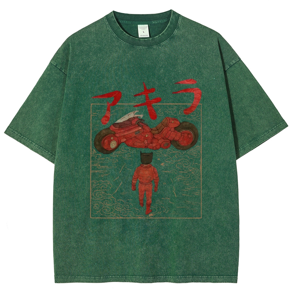 Neo Tokyo Cat Ukiyo-e Kawaii Japanese Vintage Washed T-shirt